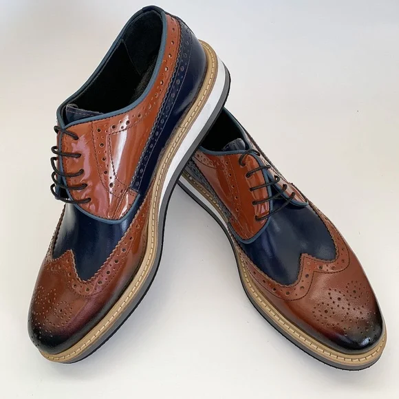 Scarpetto | Shoes | Brownnavy Blue Wingtip Derby Leather  display picture 2